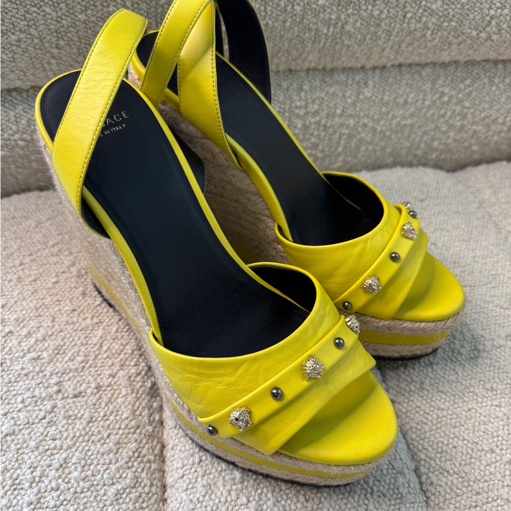 Versace Yellow Wedge Sandals